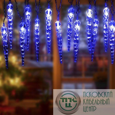 Гирлянда светодиодная "Нить" "Сосульки" 3.8м 20LED син. IP20 220В дл. провода 2.5м Эра Б0055995