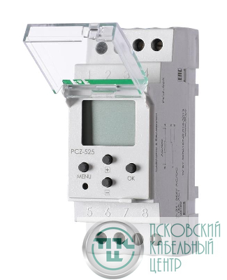 Реле времени астрономическое PCZ-525 24-264В AC/DC 16А 1 переключ. контакт IP20 1 канал монтаж на DIN-рейке F&F EA02.002.005