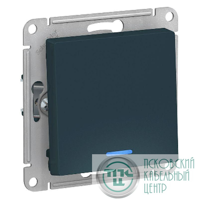 Выключатель 1-кл. СП AtlasDesign 10А IP20 (сх. 1а) 10AX с подсветкой механизм изумруд SE ATN000813