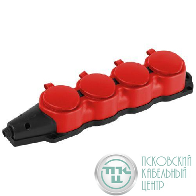 Колодка 4-м с заземл. 16A IP44 KX-4e-RED-IP44 каучук. красн. Эра Б0068456