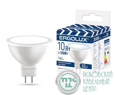 Лампа светодиодная LED-JCDR-10W-GU5.3-6K JCDR 10Вт GU5.3 6500К 180-240В ПРОМО Ergolux 15563