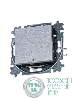 Выключатель 1-кл. СП Levit IP20 с подсветкой серебр./дым. черн. ABB 2CHH590146A6070