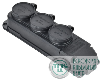 Колодка удлинителя 3-м 16А IP44 с защ. крышкой каучук черн. GENERICA ERK20-016-03-44-K02-G