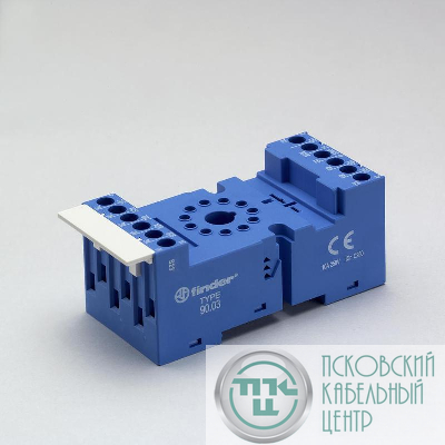 Розетка с винт. клеммами (с зажимной клетью) для реле 60.13 таймера 88.02 модули 86.00 86.30 99.02 в комплекте металлич. клипса 090.33 син. FINDER 9003SMA