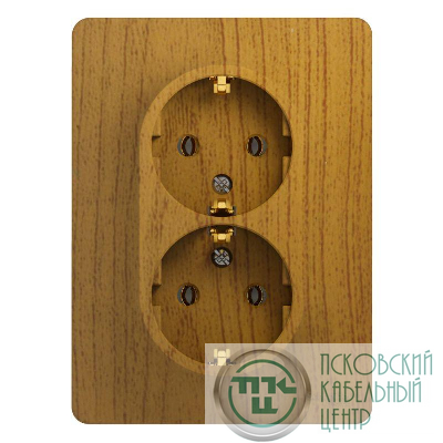 Розетка 2-м СП Glossa 16А IP20 с заземл. в сборе дерево дуб SE GSL000524