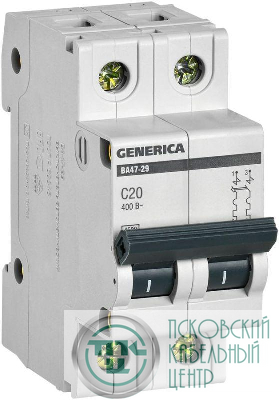 Выключатель автоматический модульный 2п C 20А 4.5кА ВА47-29 GENERICA MVA25-2-020-C