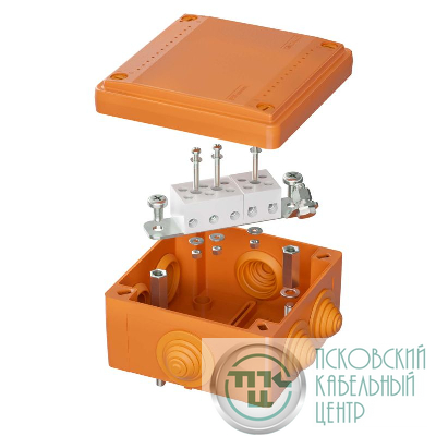 Коробка ответвительная FS 100х100х50мм IP55 5п 450В 20А 10кв.мм с кабельными вводами и клеммниками пластик. DKC FSB11510