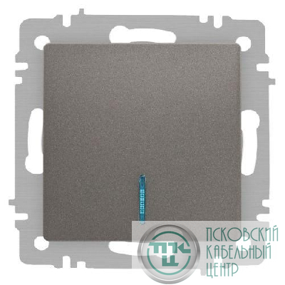 Выключатель 1-кл. СП Accent 6-102-09 10А IP20 250В с подсветкой AL/CU титан Intro Б0063460