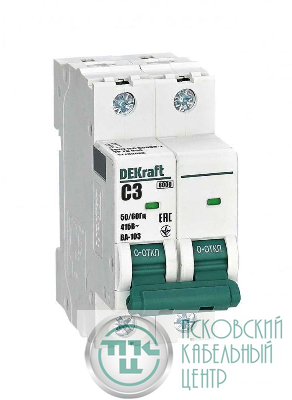 Выключатель автоматический модульный 2п C 3А 6кА ВА-103 DEKraft 12282DEK