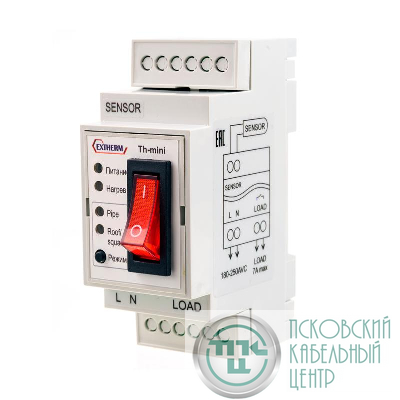 Термостат 7А для управления системой электрообогрева на кровлях/площадках/трубах с фиксирован. настройками в компл. с датчиком темпер. EXTHERM Th-Mini