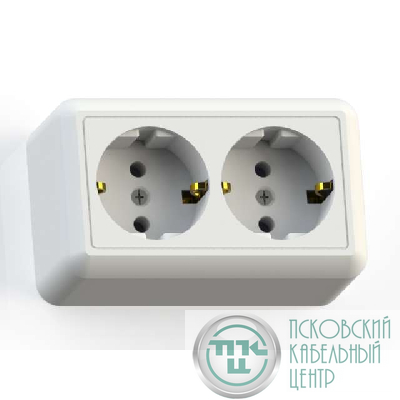 Розетка 2-м ОП Оптима РА16-374 16А IP20 с заземл. с монтаж. пластиной бел. Кунцево 8010