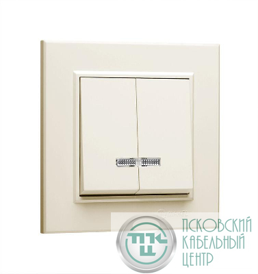 Выключатель 2-кл. СП Karea 10А IP20 с подсветкой крем. Makel 56010023