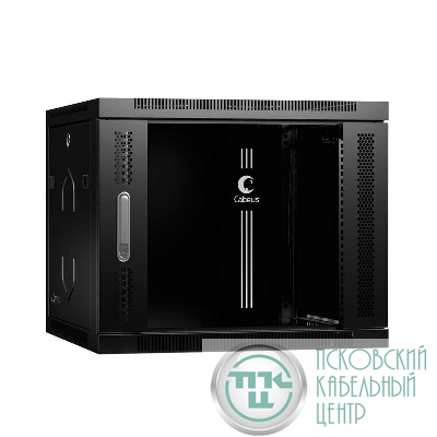 Шкаф телекоммуникационный настенный SH-05F-9U60/35-BK 19дюйм 9U 600х350х501мм дверь стекло черн. (RAL 9004) Cabeus 8610c