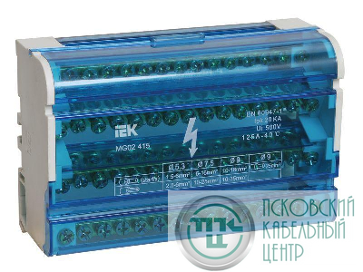 Шина на DIN-рейку в корпусе (кросс-модуль) ШНК 4х15 3L+PEN IEK YND10-4-15-125