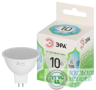 Лампа светодиодная GREEN LINE MR16-10W-840-GU5.3 GL 10Вт софит 4000К яркий свет бел. GU5.3 Эра Б0067064