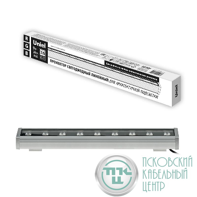 Прожектор светодиодный ULF-L52-9W/RGB/L50 DC24V IP65 SILVER линейный 500мм RGB DC24V алюм. Uniel UL-00008370