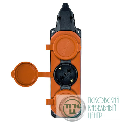Колодка удлинителя 3-м с заземл. 16А IP44 каучук оранж. TOKOV TKE-C10-KK3-Z