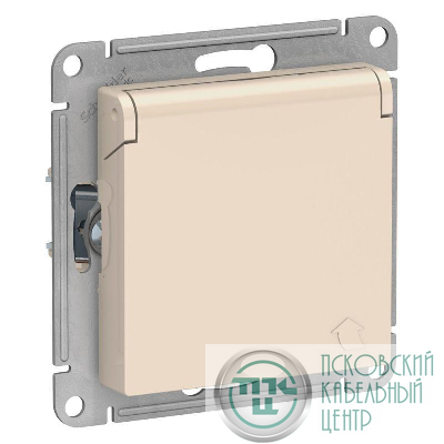 Розетка 1-м СП AtlasDesign 16А IP20 с заземл. защ. шторки с крышкой механизм беж. SE ATN000246