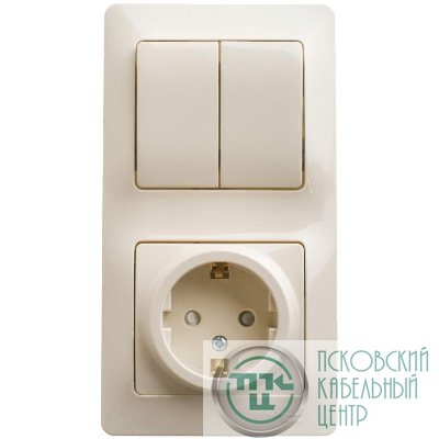 Блок комбинированный Glossa (розетка защ. шторки с заземл.+ 2-кл. выкл.) беж. SE GSL000274