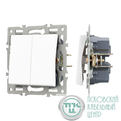 Механизм выключателя двухклавишный проходной SWT-MKP2-PL-WH (250В 16А) Arlight 043727