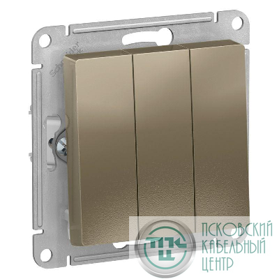 Выключатель 3-кл. СП AtlasDesign 10А IP20 (сх. 1+1+1) 10AX механизм шампань SE ATN000531