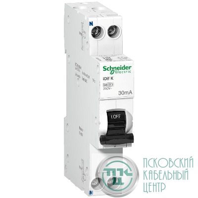 Выключатель автоматический дифференциального тока 2п C 25А 30мА тип AC 6кА iDif K 1мод. SchE A9D63625