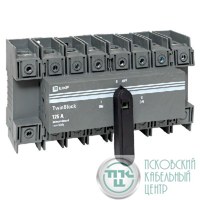 Рубильник 4п 125А реверсивный с рукояткой для прямой установки TwinBlock EKF tb-s-125-4p-rev