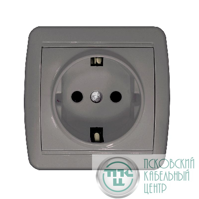 Розетка 1-м ОП Клио 16А IP44 с заземл. сер. UNIVersal К2228-Gr