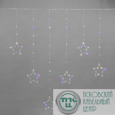 Гирлянда светодиодный занавес из росы с фигурами звезд IP20 USB + пульт управления мультиколор Neon-Night 315-849