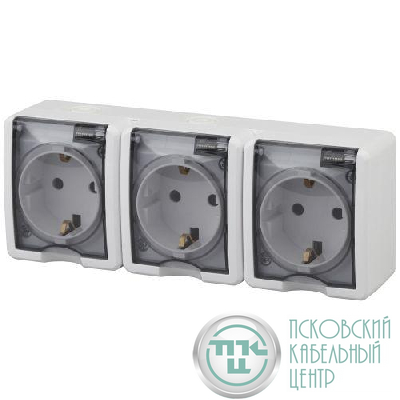 Розетка 3-м ОП Эра Эксперт 11-2405-01 16А IP54 16AX 250В 3х2P+E бел. Эра Б0020720