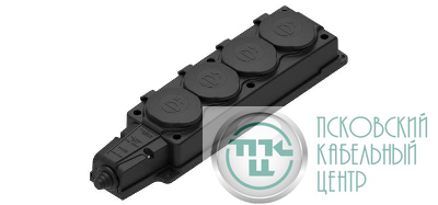 Колодка удлинителя 4-м MultiSet 16А 250В IP44 с заземл. каучук черн. SE MST4104BK
