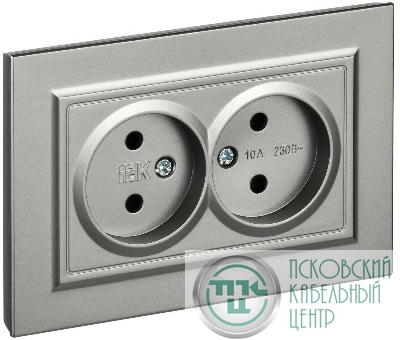 Розетка 2-м СП BRITE РС12-2-БрС 10А в сборе без заземл. без защ. шторок сталь IEK BR-R20-10-K46-F