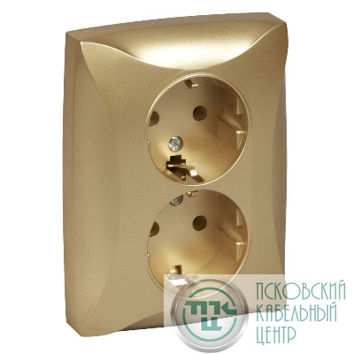 Розетка 2-м СП Дуэт 16А IP20 с заземл. шампань SchE WDE000424