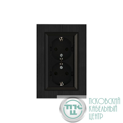 Розетка 2-я Karea LINE STAR с заземл. чер. Makel 86054082