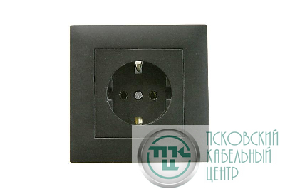 Розетка 1-м Karea RIZZ STAR с заземл. чер. Makel 88054028