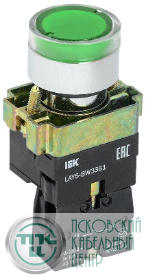 Кнопка LAY5-BW3361 1НО с подсветкой зел. KARAT IEK BBT50-BW-K06