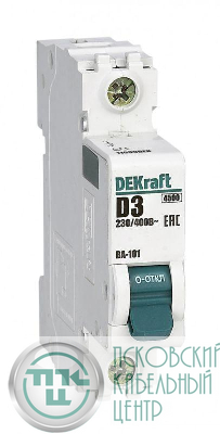 Выключатель автоматический модульный 1п D 3А 4.5кА ВА-101 DEKraft 11099DEK