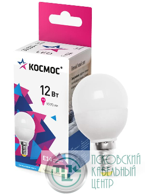 Лампа светодиодная GL45 12Вт 3000К E14 1070лм 174-265В КОСМОС LkeLED12wGL45E1430