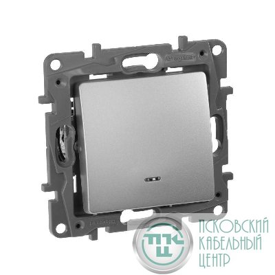 Выключатель 1-кл. СП Etika 10А IP20 250В 10AX с подсветкой/индикацией безвинтов. зажимы механизм алюм. IEK 672403