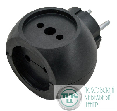 Разветвитель сетевой (тройник) РВ-043 Si 1/3С-Bl 6А шар черн. Volsten 13919