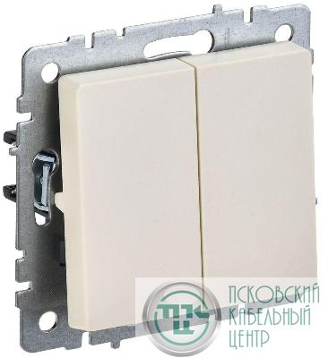 Выключатель проходной 2-кл. СП BRITE ВС10-2-6-БрКр 10А механизм беж. IEK BR-V22-0-10-K10