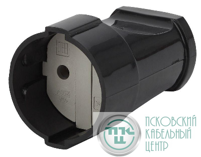 Розетка кабельная без заземл. прямая 10А черн. Rx1-B ЭРА Б0039681