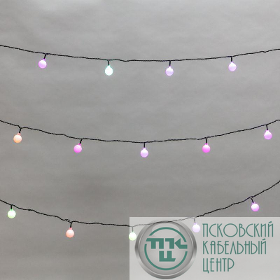 Гирлянда светодиодная "Шарики" 5м d25мм 25LED RGB ПВХ темн. зел. Neon-Night 303-550