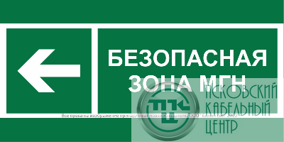 Знак безопасности BL-3517.E67 "Напр. движения к безопасной зоне МГН налево" Белый свет a20072