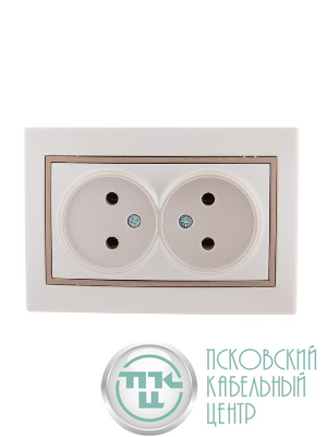 Розетка 2-м СП Mira 16А IP20 без заземл. со вставкой керамика свет. корич./жемчуж./бел. перламутр. LEZARD 701-3031-128