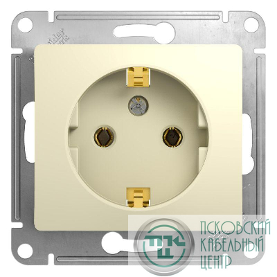 Розетка 1-м СП Glossa 16А IP20 с заземл. механизм беж. SE GSL000243