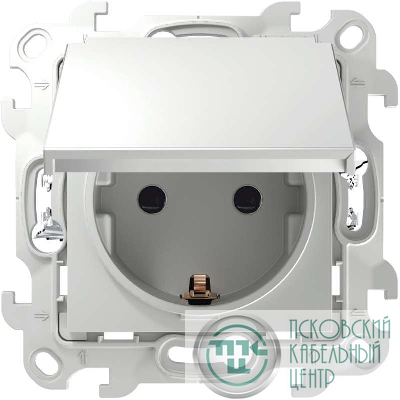 Розетка 1-м СП Simon 24 16А IP44 2P+E Push&Go механизм бел. Simon 2420448-030