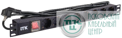 Блок розеток 8 мест PDU (немец. станд.) DIN49440 PH12-8D1 с LED выкл. алюм. профиль1U шнур 2м ITK PH12-8D1