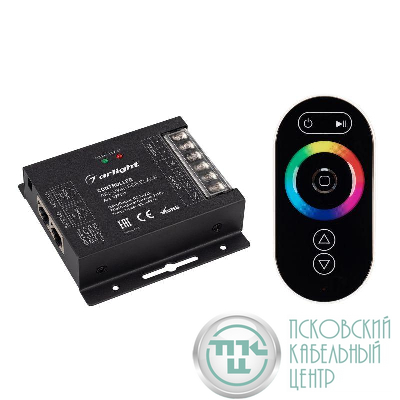 Контроллер ARL-OVAL-RGB Black 12-24В 3х10А ПДУ Овал RF RJ45 IP20 метал. Arlight 027157
