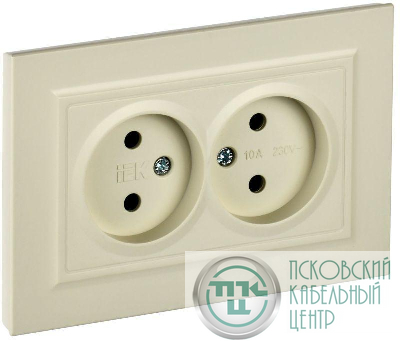 Розетка 2-м СП BRITE РС12-2-БрКр 10А в сборе без заземл. без защ. шторок беж. IEK BR-R20-10-K10-F
